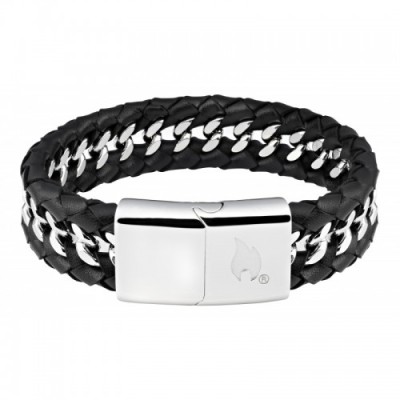 Ανδρικό Βραχιόλι Zippo Leather Steel Mix 2.006.240